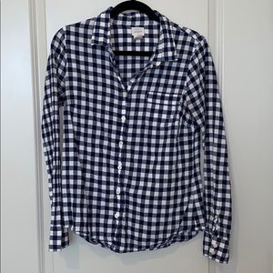 Navy and White Check J. Crew Button Down Medium